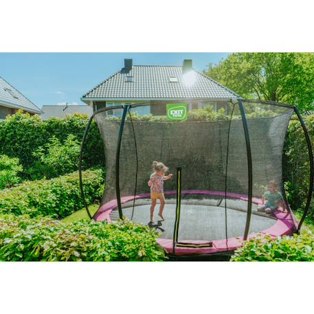 Trampoline enterré rond ø427cm avec filet de sécurité Noir+Rose+Vert 12 - vertbaudet enfant 