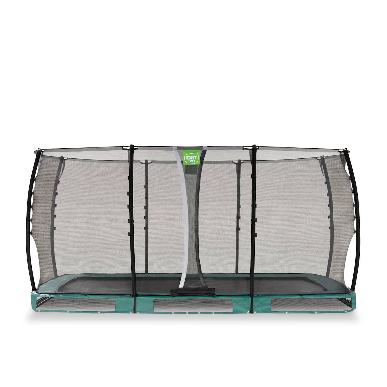 Trampoline Semi-enterré Rectangulaire 244x427cm Avec Filet De Sécurité Vert