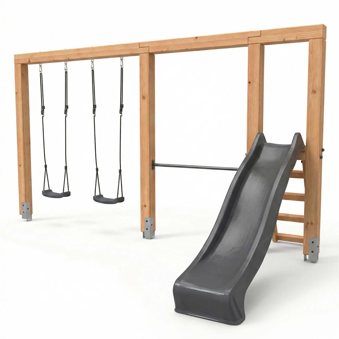 Structure De Jeux En Bois Balançoire Toboggan Et Barre Fixe 433cm Naturel