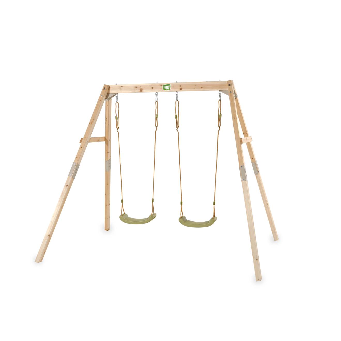 Balançoire Double En Bois Pour Jardin Enfant Dès 3 Ans Naturel