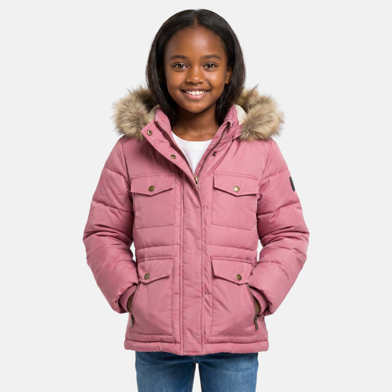 Parka Fille Imprimée Rose Parka Fille Imprimée Rose