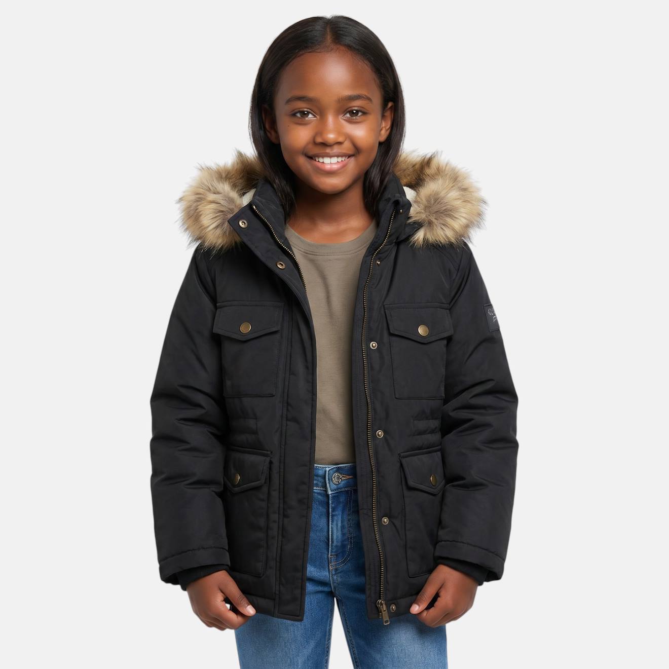 Parka Fille Imprimée Noir Parka Fille Imprimée Noir