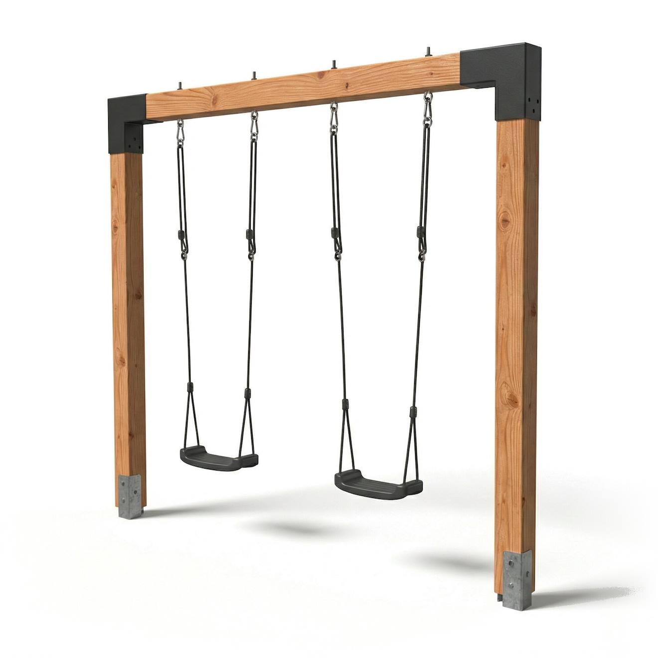Balançoire Double En Bois Robuste 230cm Pour Enfants Dès 3 Ans Naturel