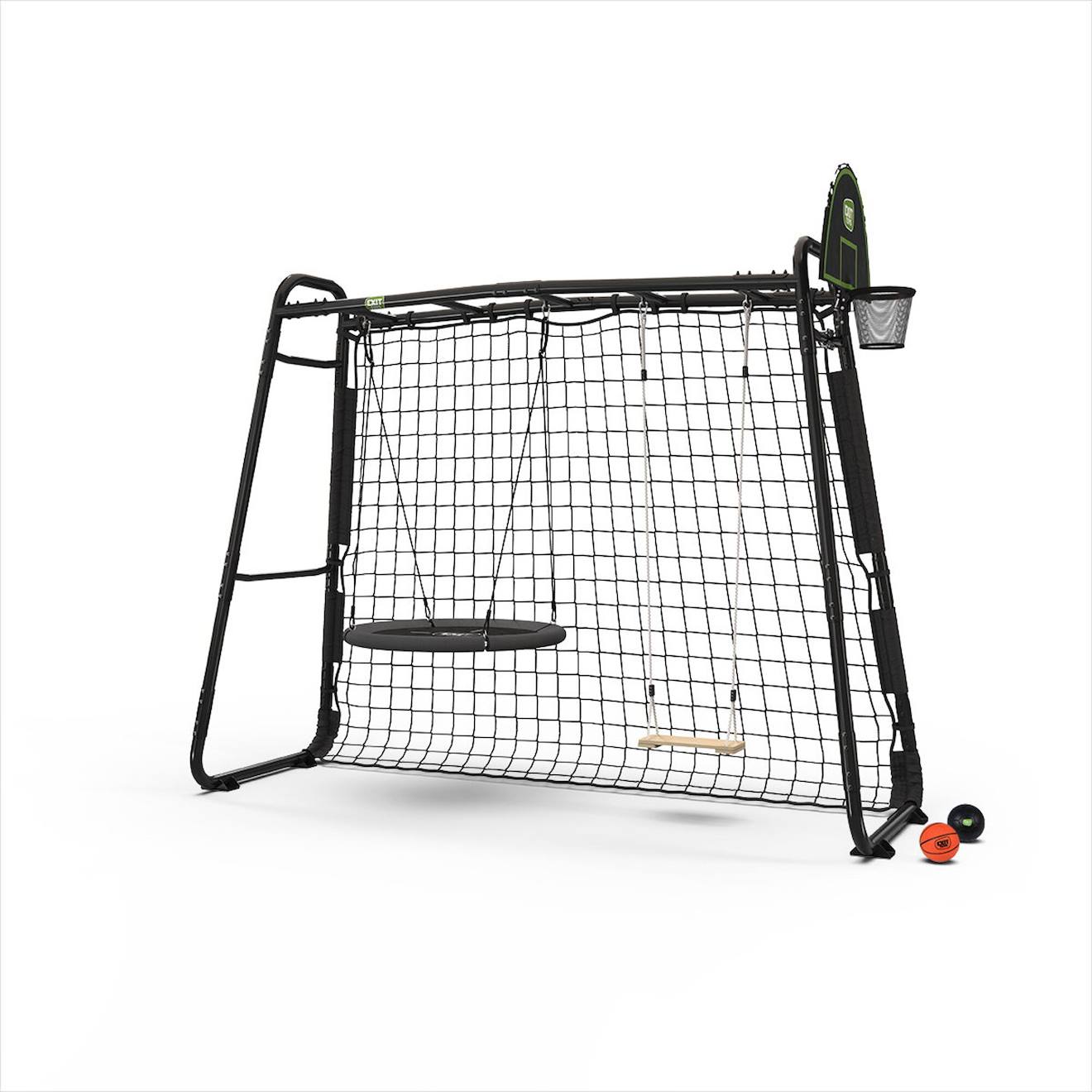 Structure De Jeux Sport Barre De Singe Et Balançoire 331cm Jardin Noir