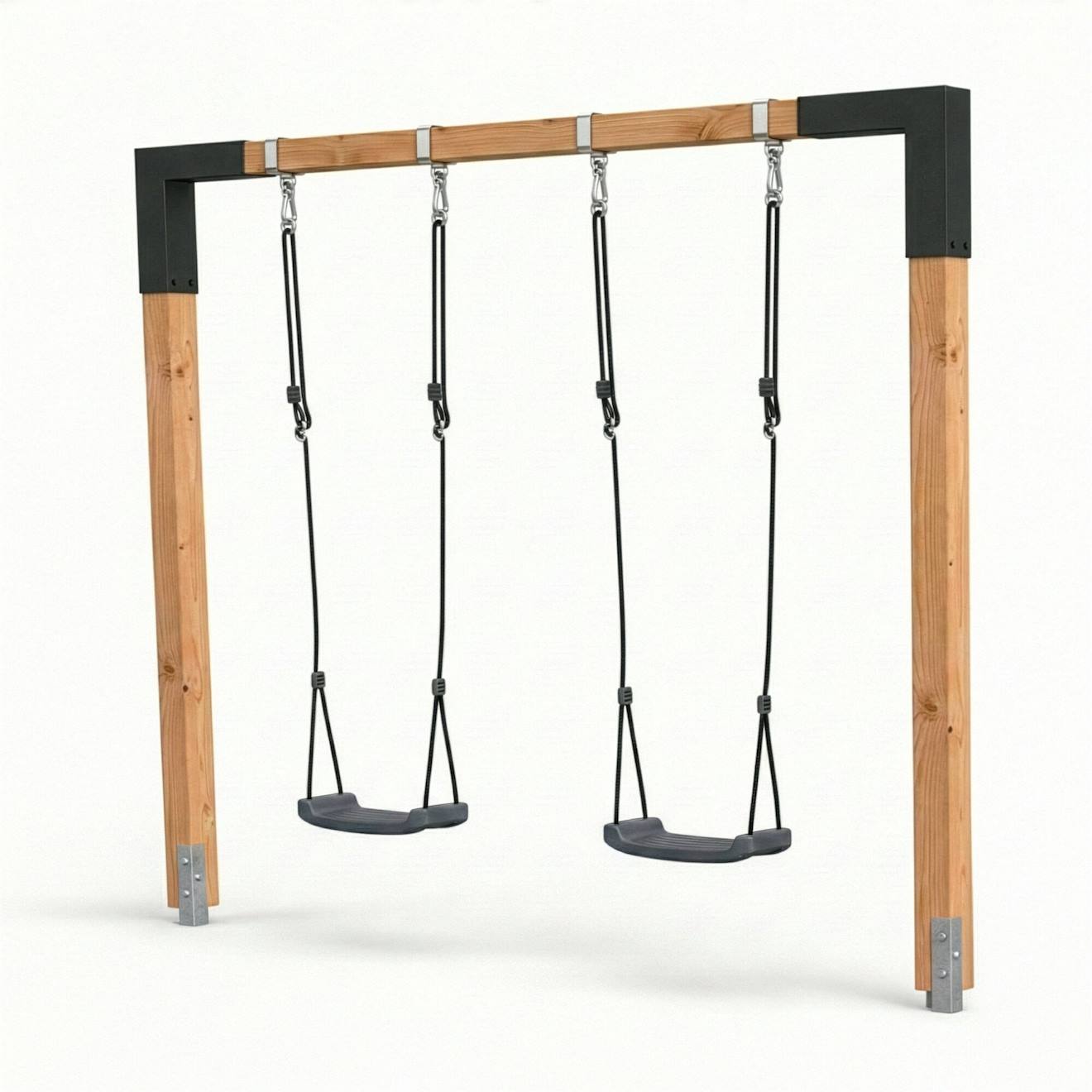 Balançoire Double En Bois 230cm Pour Enfants Dès 3 Ans Naturel