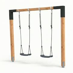 Jouet-Jeux de plein air-Balançoire double en bois 230cm pour enfants dès 3 ans
