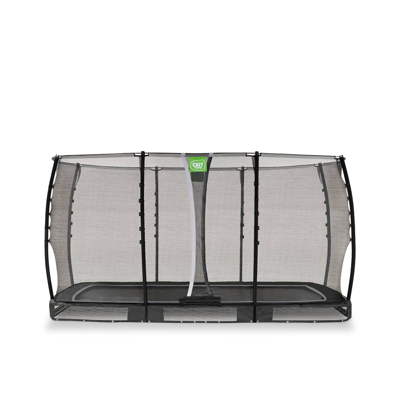 Trampoline Semi-enterré Rectangulaire 214x366cm Avec Filet De Sécurité Noir