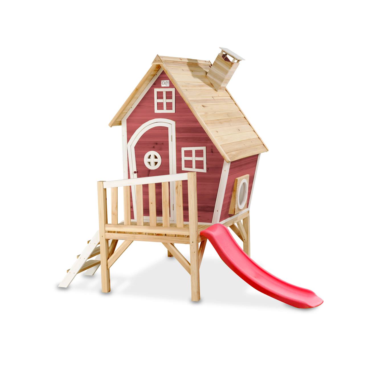 Maisonnette En Bois Sur Pilotis Avec Toboggan Pour Jardin Rouge