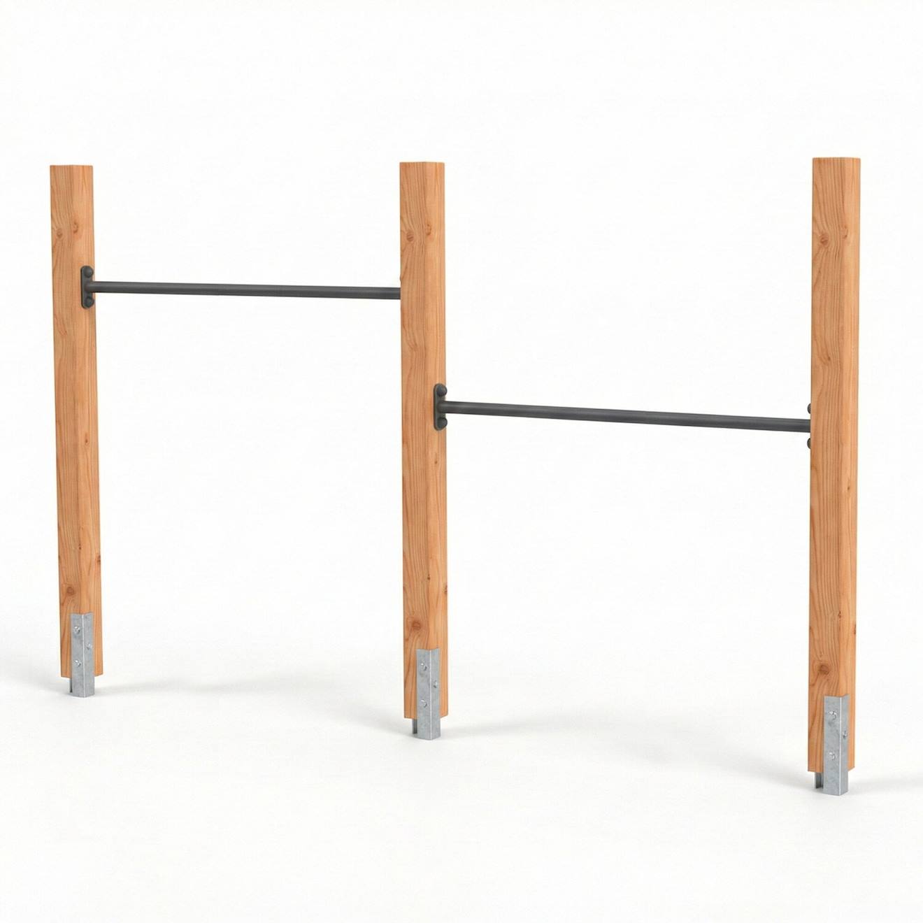 Double Barre Fixe En Bois Robuste Pour Jardin Enfant 283cm Naturel