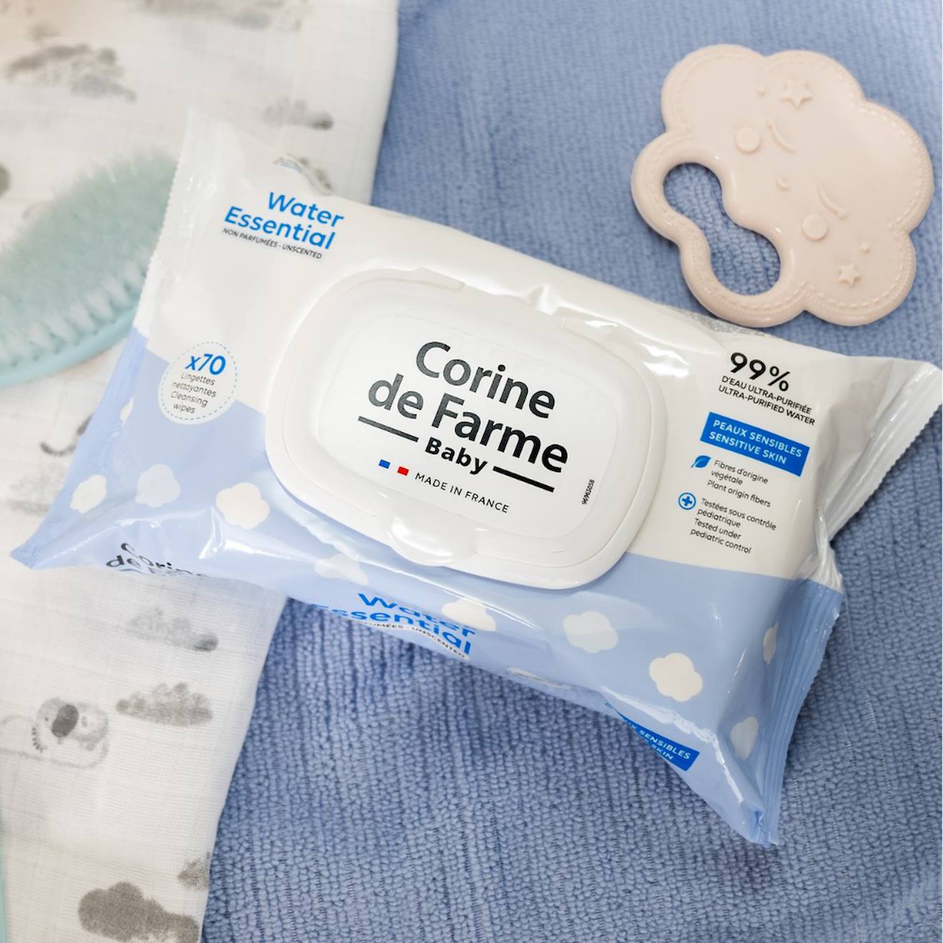 Pack De 6 Lingettes Bébé Sans Parfum Peaux Sensibles Multi-coloured (Corine De Farme) - Image 1