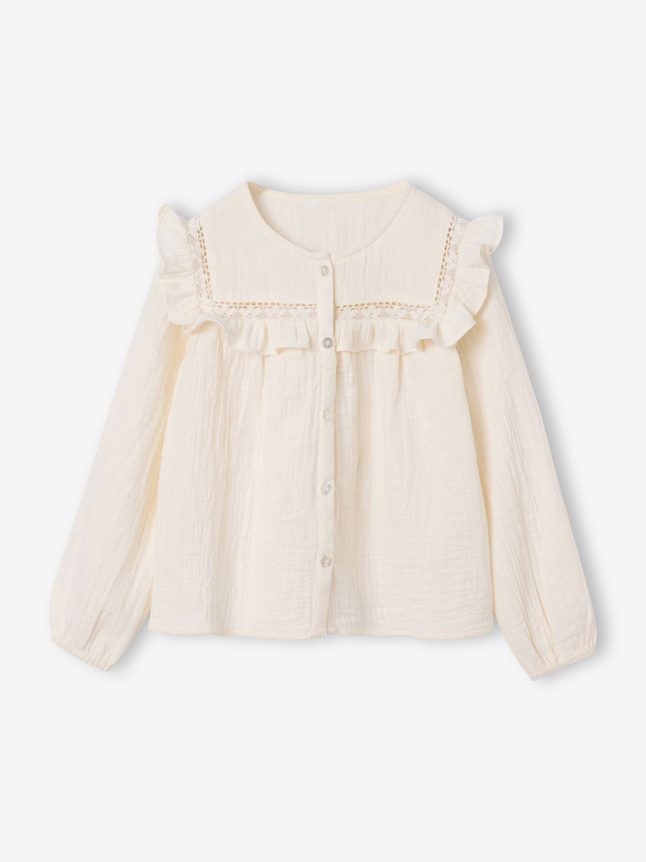 Chemise manches longues fille vanille 26€