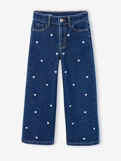 -Jean large fille brodé