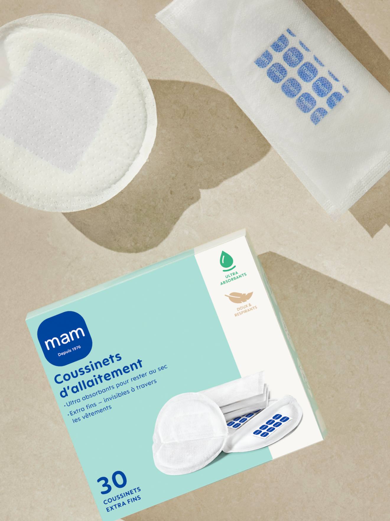 Coussinets allaitement bébé x30 blanc (Mam) - Couverture