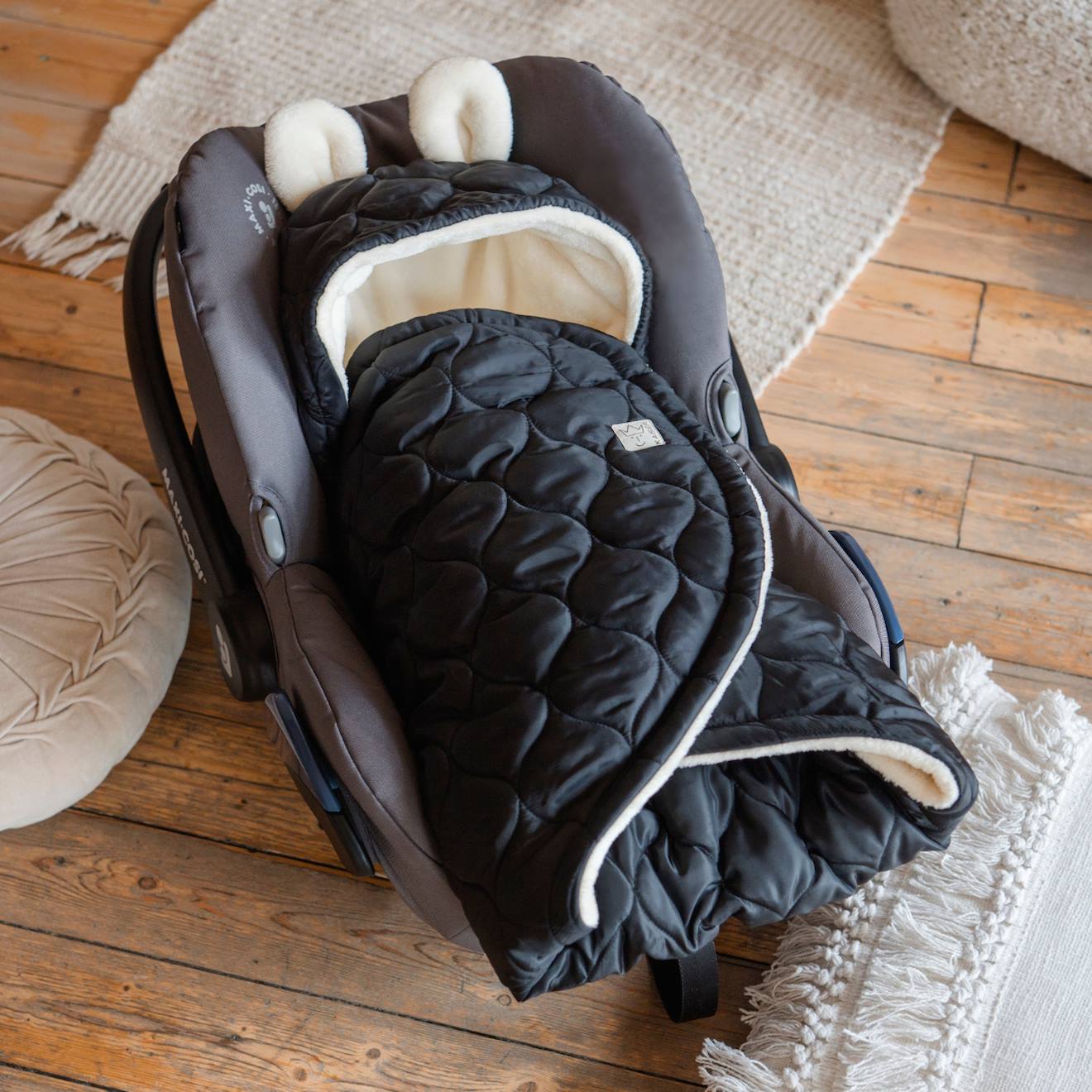 Couverture Nomade Pour Bébé Recy Black-cream Noir, Crème (Kaiser) - Image 1