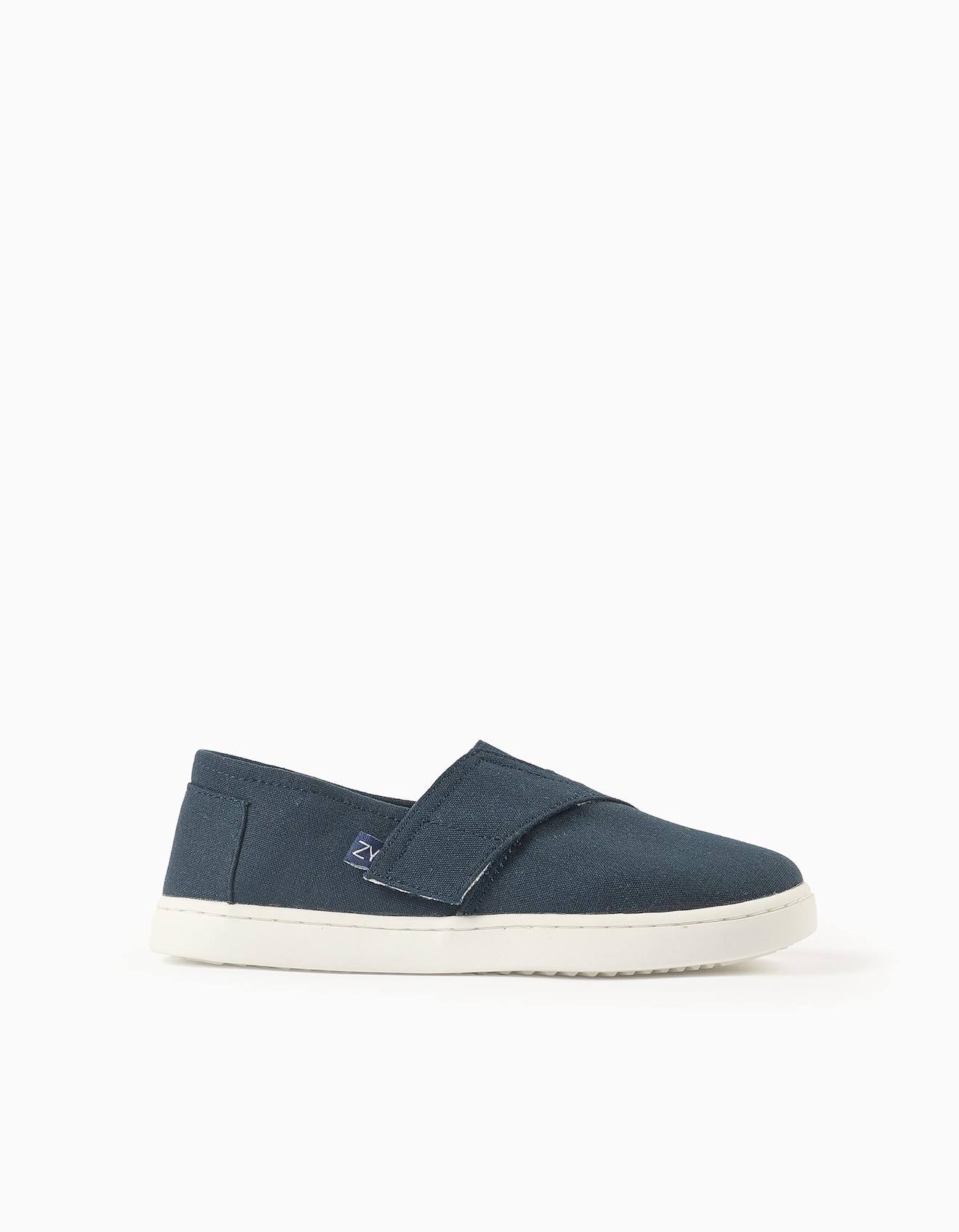 Espadrilles En Lin Avec Fermeture À Scratch Bleu Foncé Espadrilles En Lin Avec Fermeture À Scratch Bleu Foncé