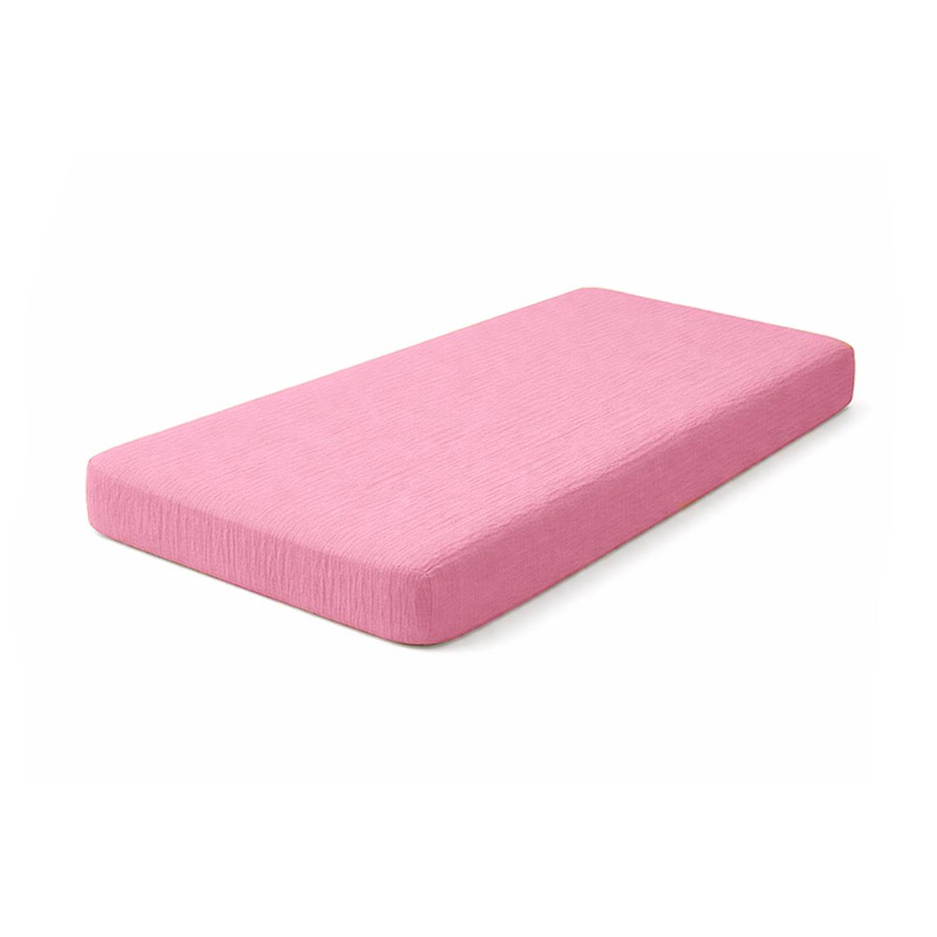 Drap Housse En Gaze De Coton Bio Fraise Rose