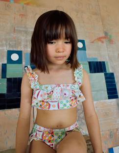 -Maillot de bain 2 pièces avec motif mosaïque et volants