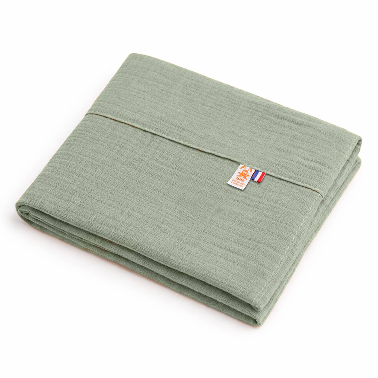 Drap Plat En Gaze De Coton Bio Blanc Vert