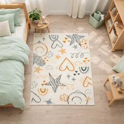 Linge de maison et décoration-Décoration-Tapis enfant lyn49 kid motifs ludiques étoiles et cœurs