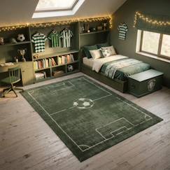 Linge de maison et décoration-Décoration-Tapis enfant motif terrain de football ludique et sportif
