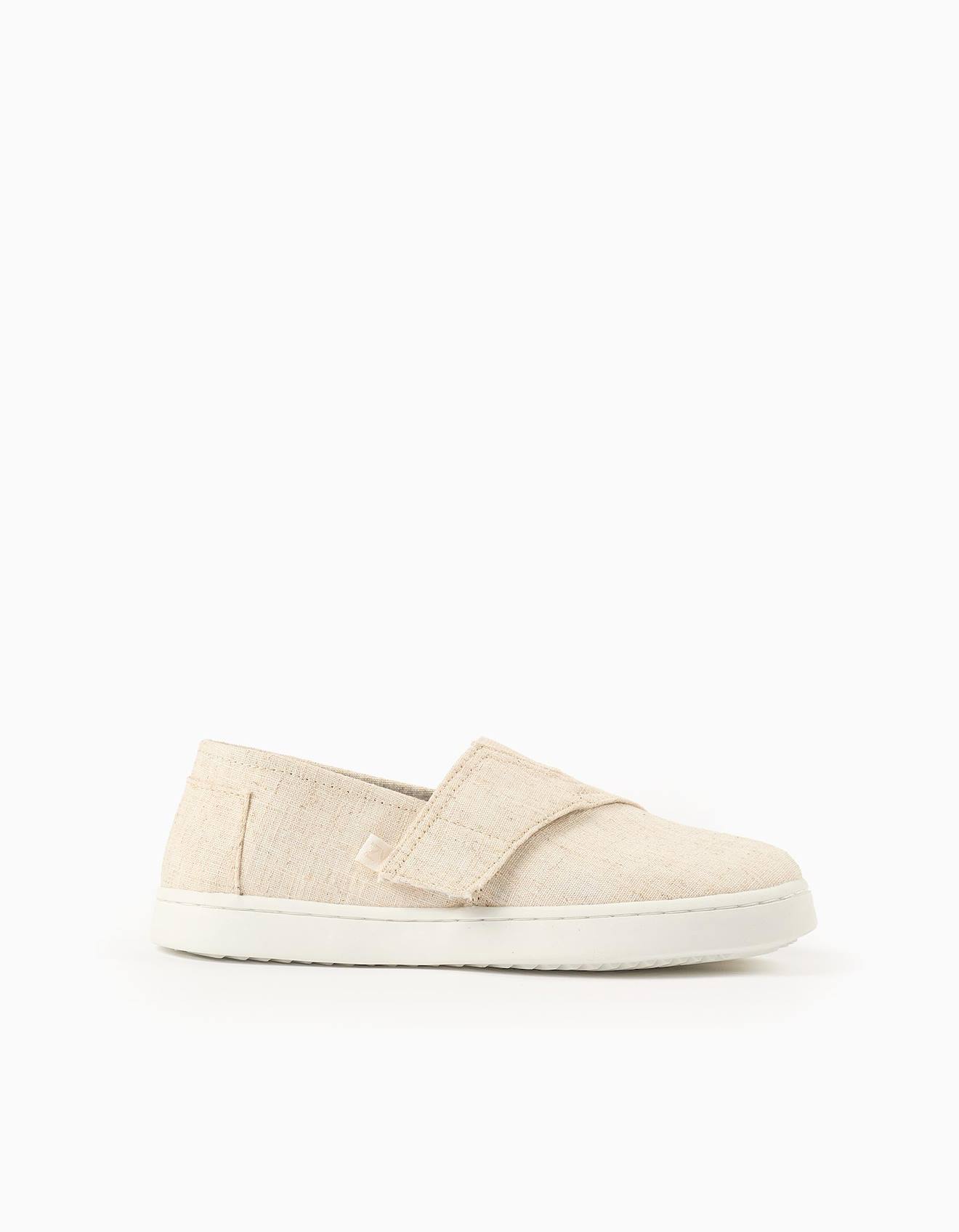 Espadrilles En Lin Avec Fermeture À Scratch Beige Clair Espadrilles En Lin Avec Fermeture À Scratch Beige Clair