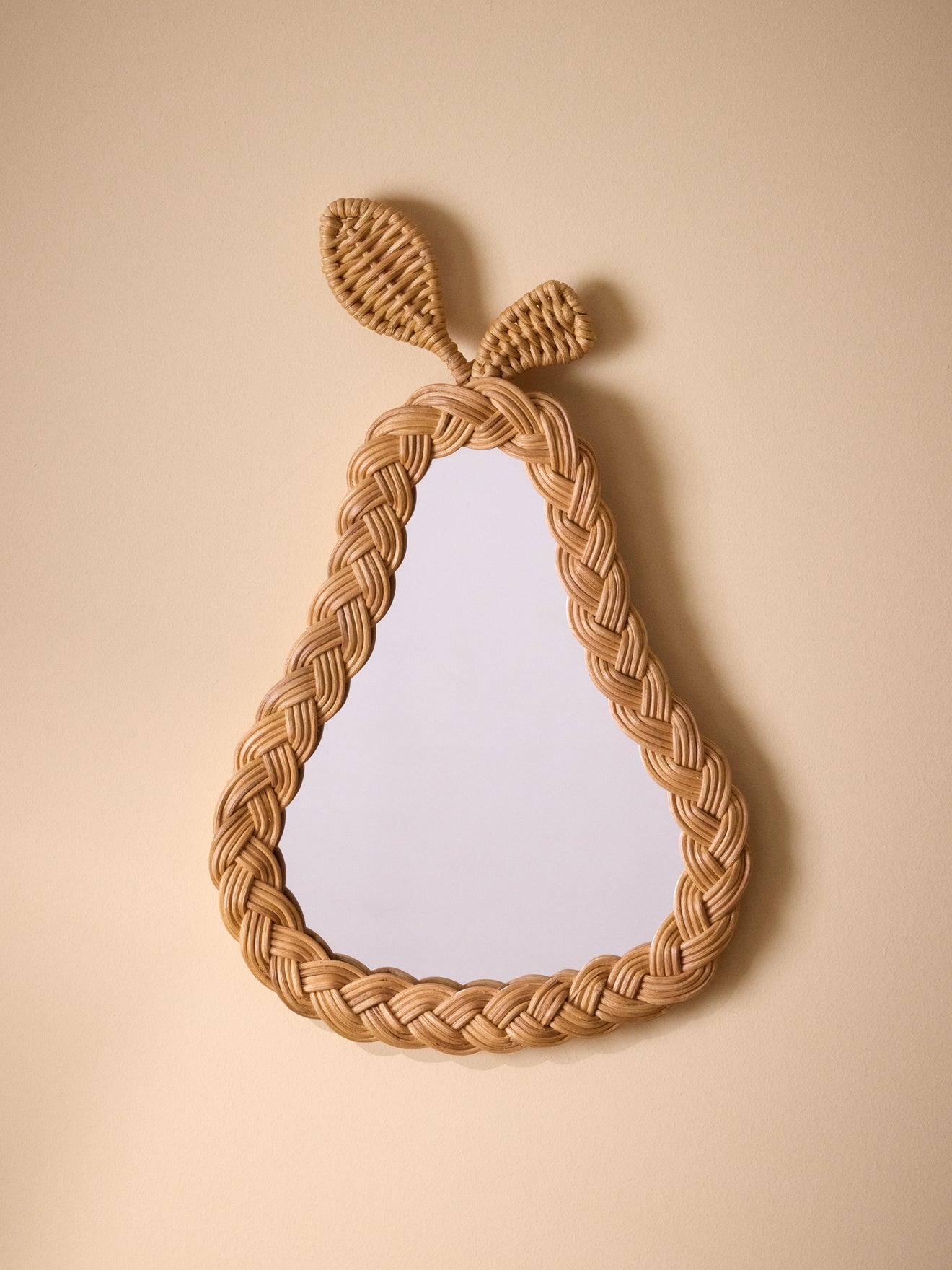 Miroir Mural Forme Poire En Rotin Bois Naturel