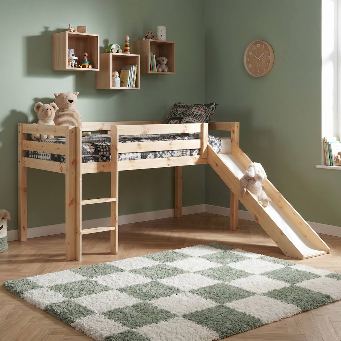 Lit Mi-hauteur Avec Toboggan En Pin Massif Naturel Armance & Faustin Naturel Lit Mi-hauteur Avec Toboggan En Pin Massif Naturel Armance & Faustin Naturel
