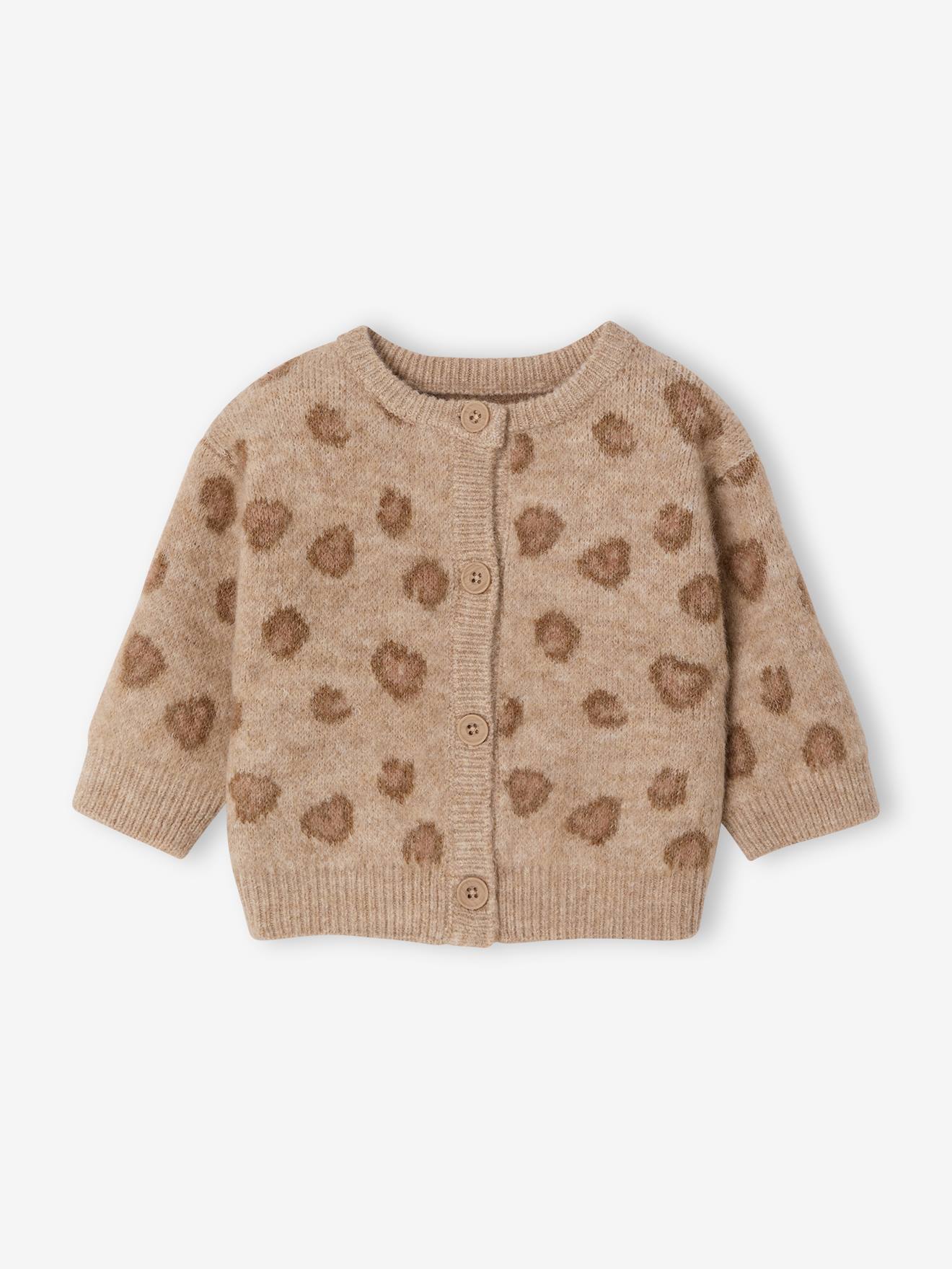 Gilet bébé fille boutonné beige chiné