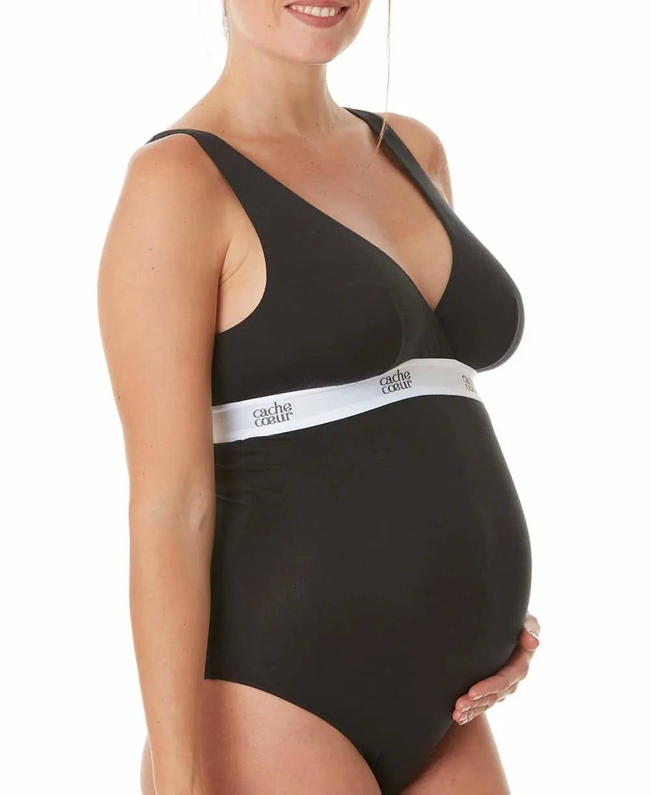 Body De Maternité D'allaitement Life Noir (Cache Coeur) - Image 1