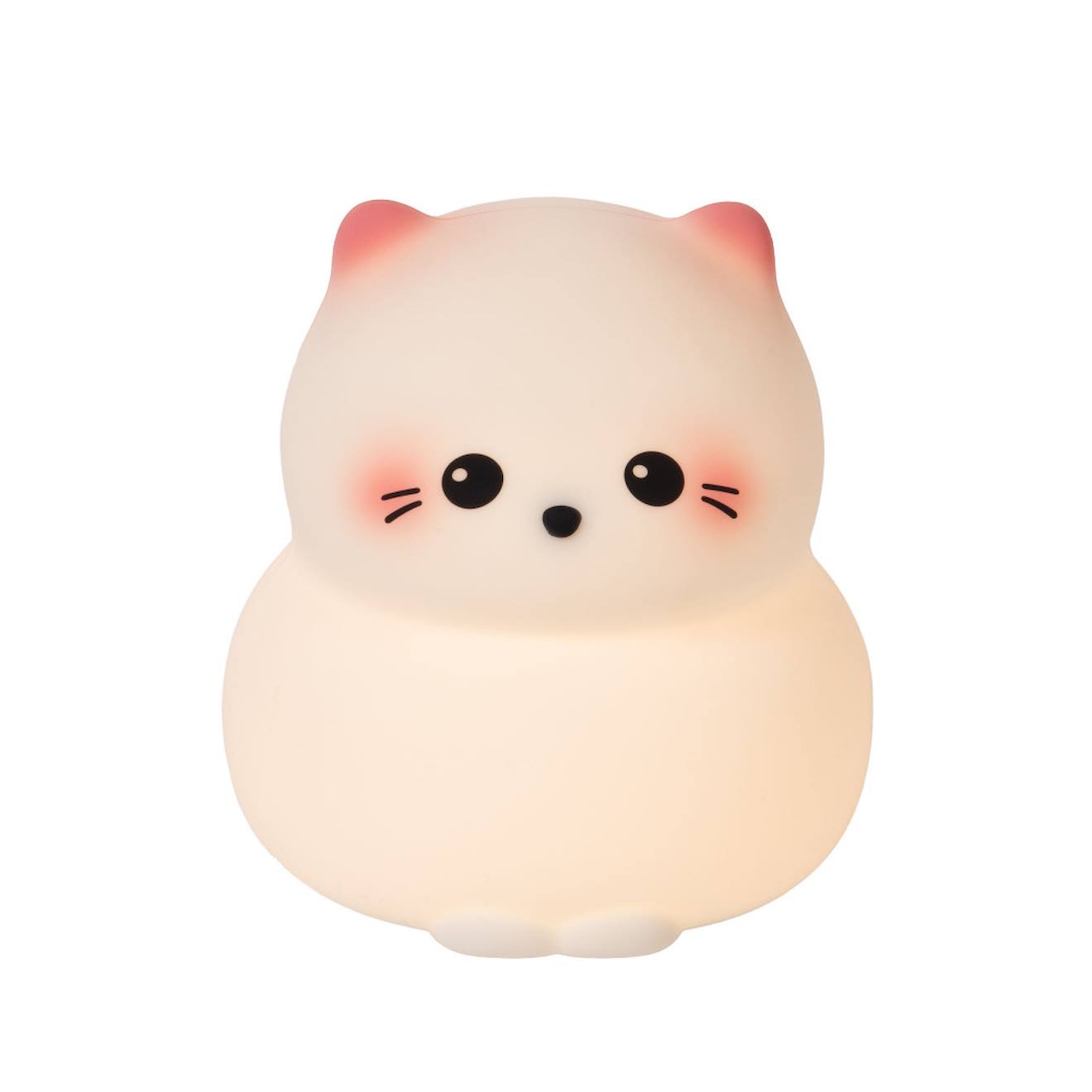 Veilleuse Chat Blanc En Silicone - Rechargeable Beige