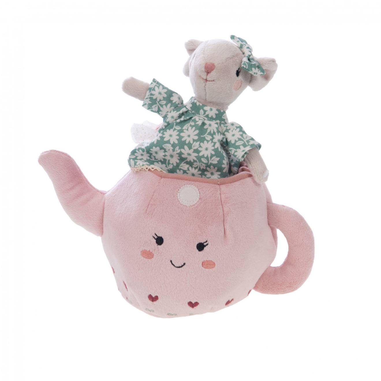 Peluche Lili La Souris Dans Sa Théière Rose