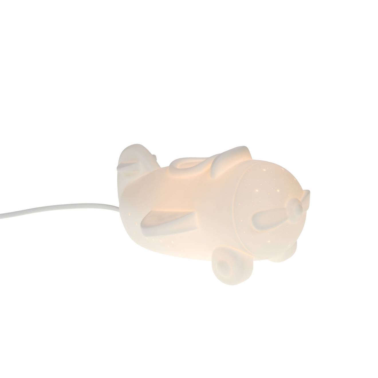Lampe Avion He En Porcelaine Longueur 22,6 Blanc