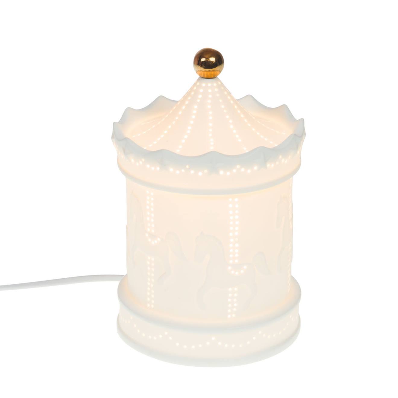 Lampe Carrousel He En Porcelaine 2 Blanc