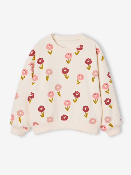 Sweat fille col rond  - vertbaudet enfant