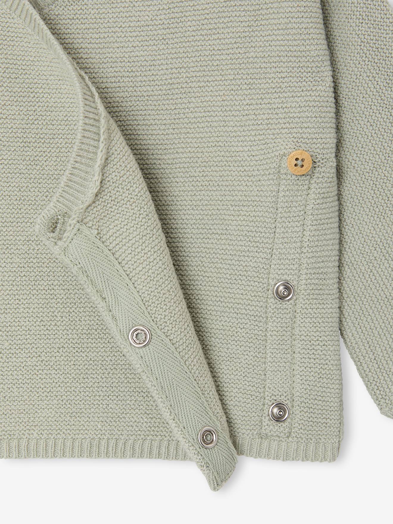 Brassière bébé naissance tricot point mousse coton et laine vert sauge (Vertbaudet) - Image 2