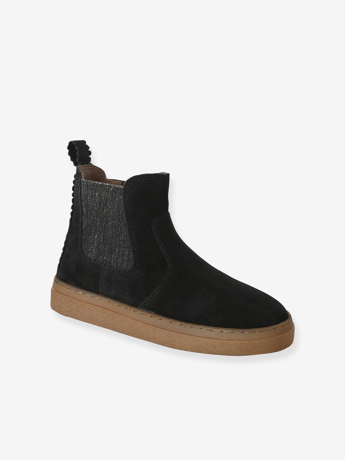 Boots enfant fille cuir zippées noir