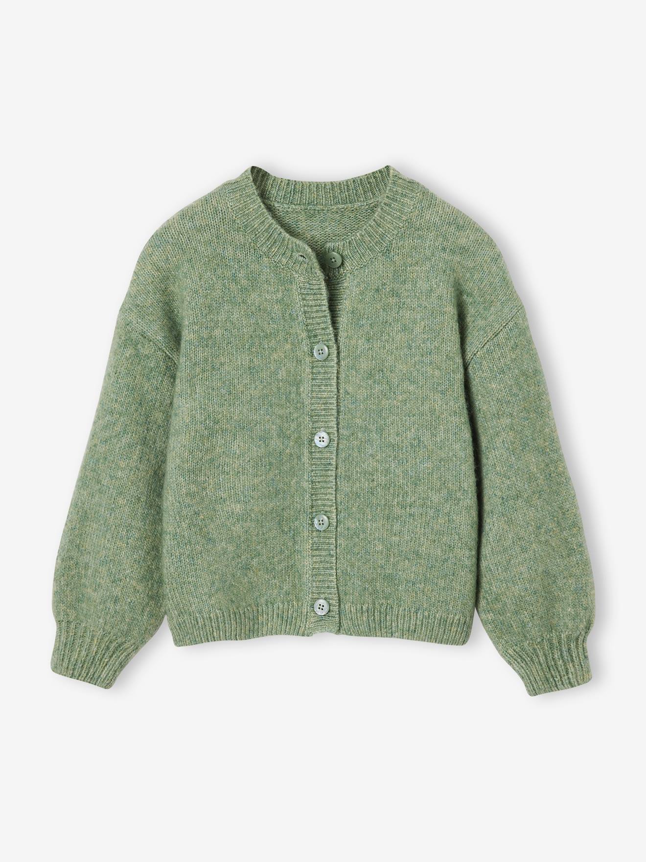 Gilet fille manches longues vert sauge 23$