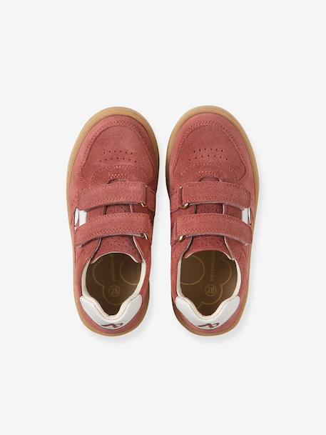 Baskets enfant fille cuir à scratchs beige+jaune d'or+marron+vieux rose 22 - vertbaudet enfant 