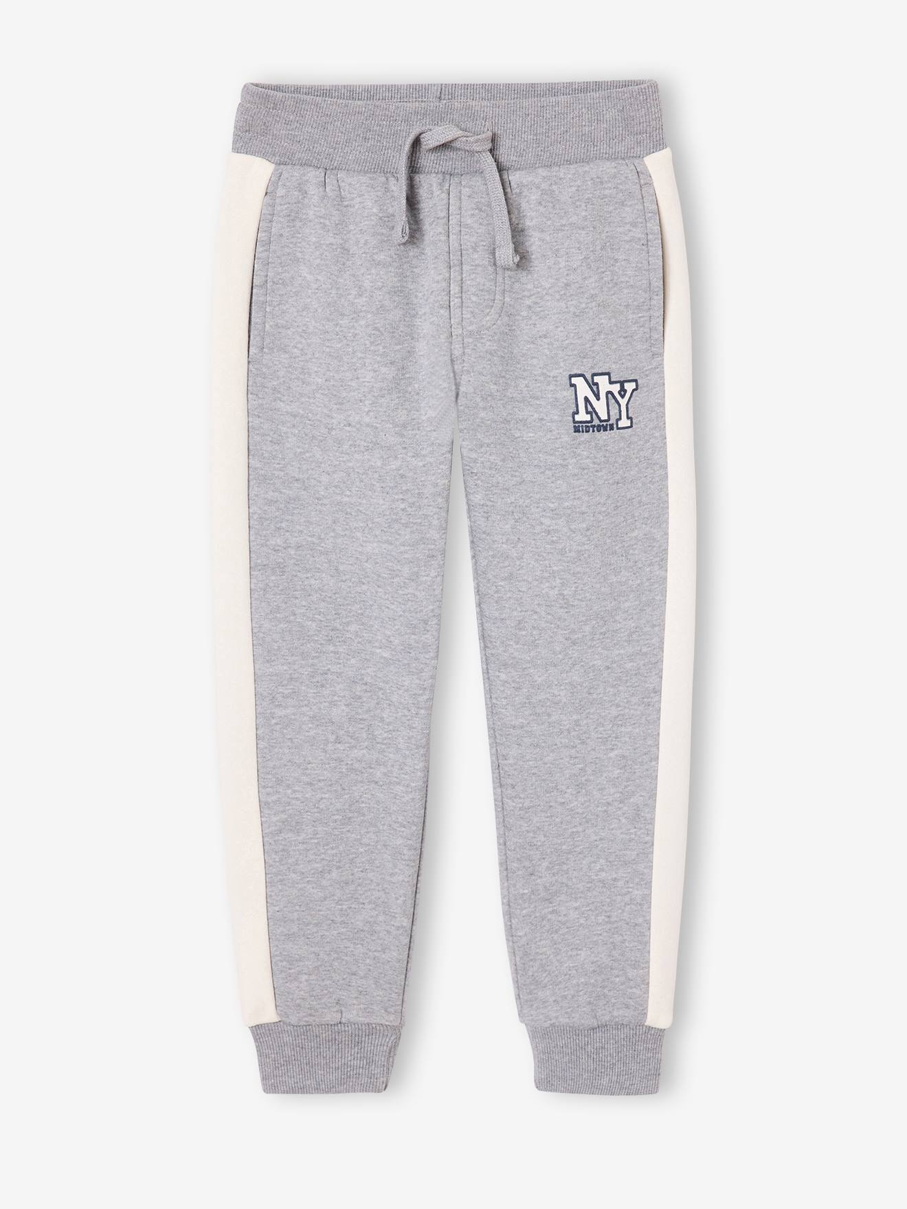 Jogging garçon bande côté gris chiné