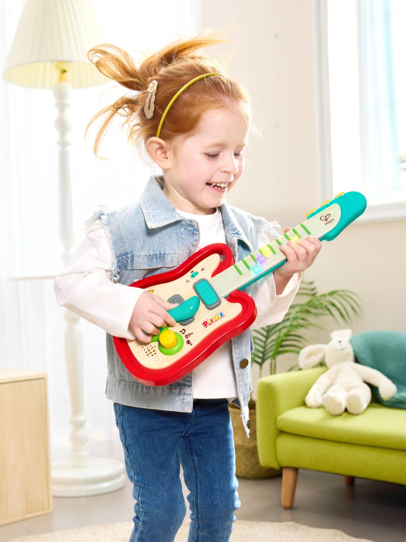 Guitare pixel interactif rouge