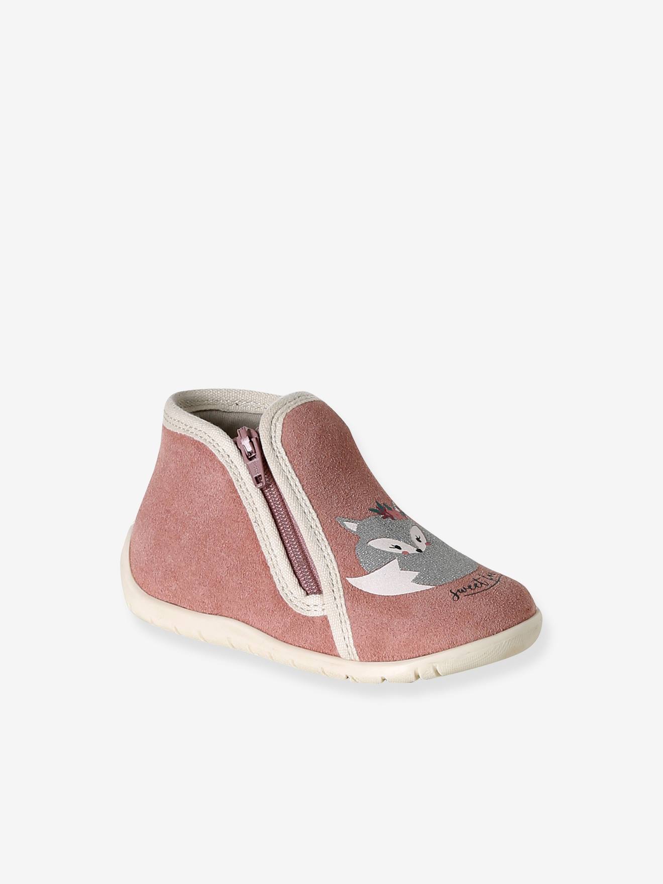 Bottines zippes souples en cuir bb vieux rose 27$