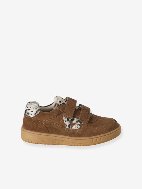 Baskets enfant fille cuir à scratchs beige+jaune d'or+marron+vieux rose 12 - vertbaudet enfant 