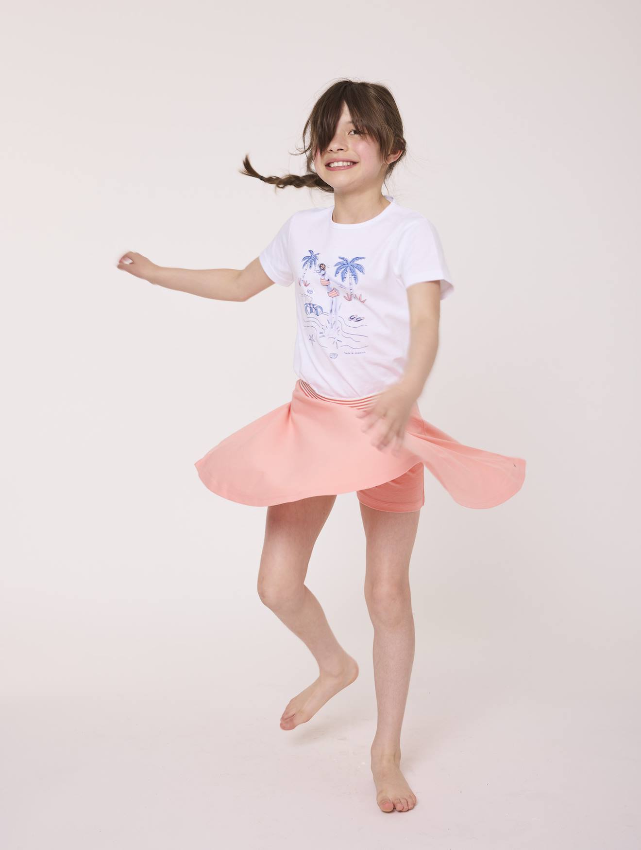 Jupe Short 100% Coton Fille Rose