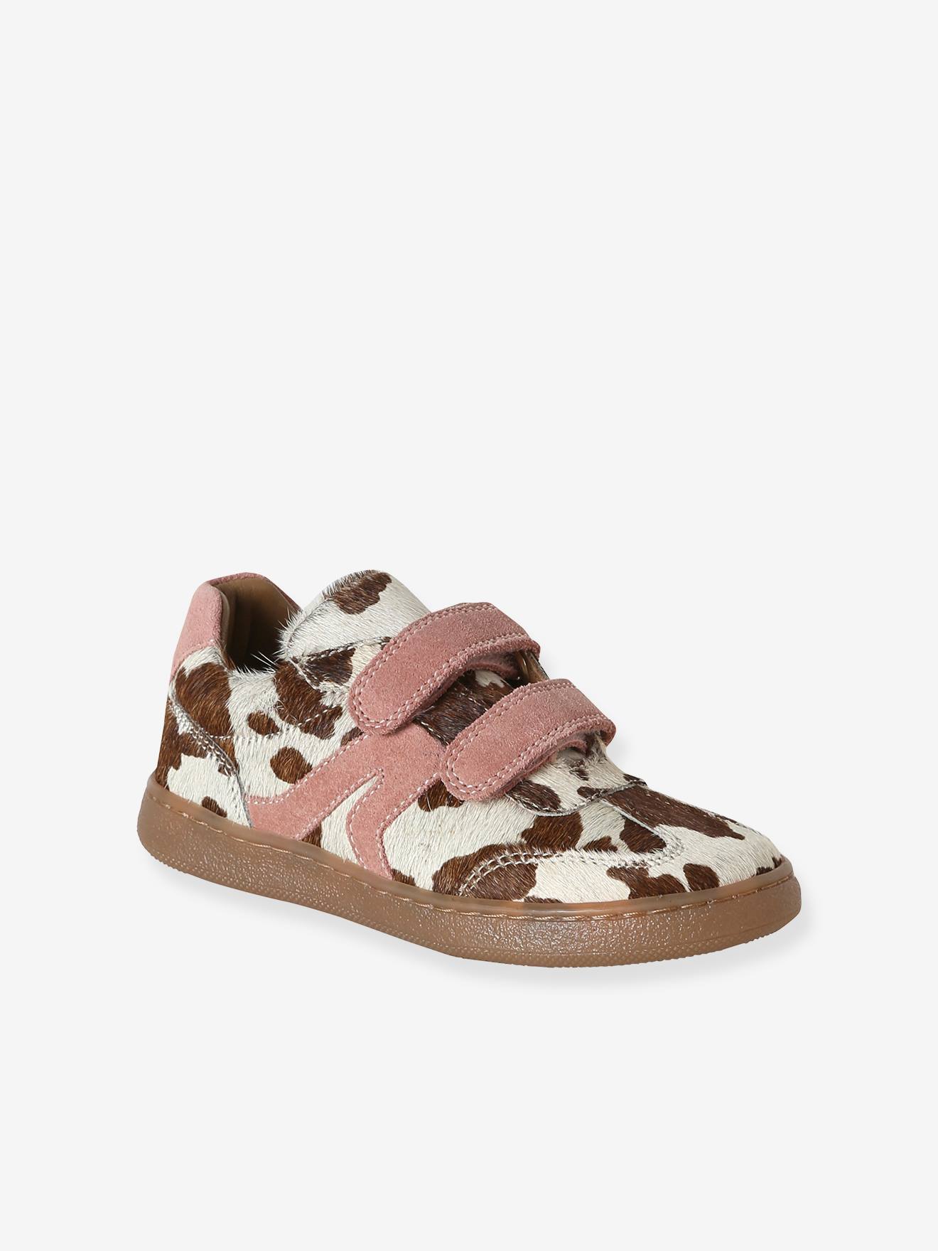 Basket enfant fille cuir scratchs brun 45$