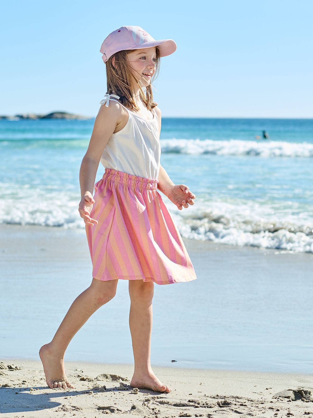 Robe filles fines bretelles vieux rose