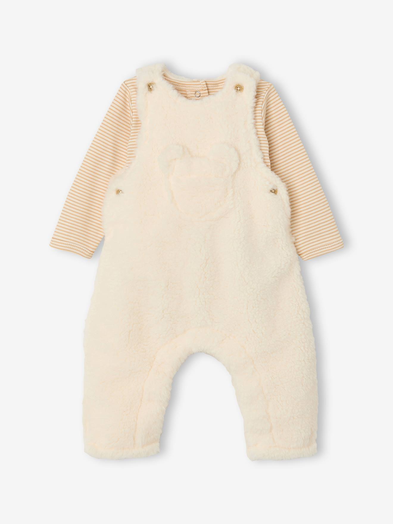 Ensemble salopette et body bébé garçon vanille