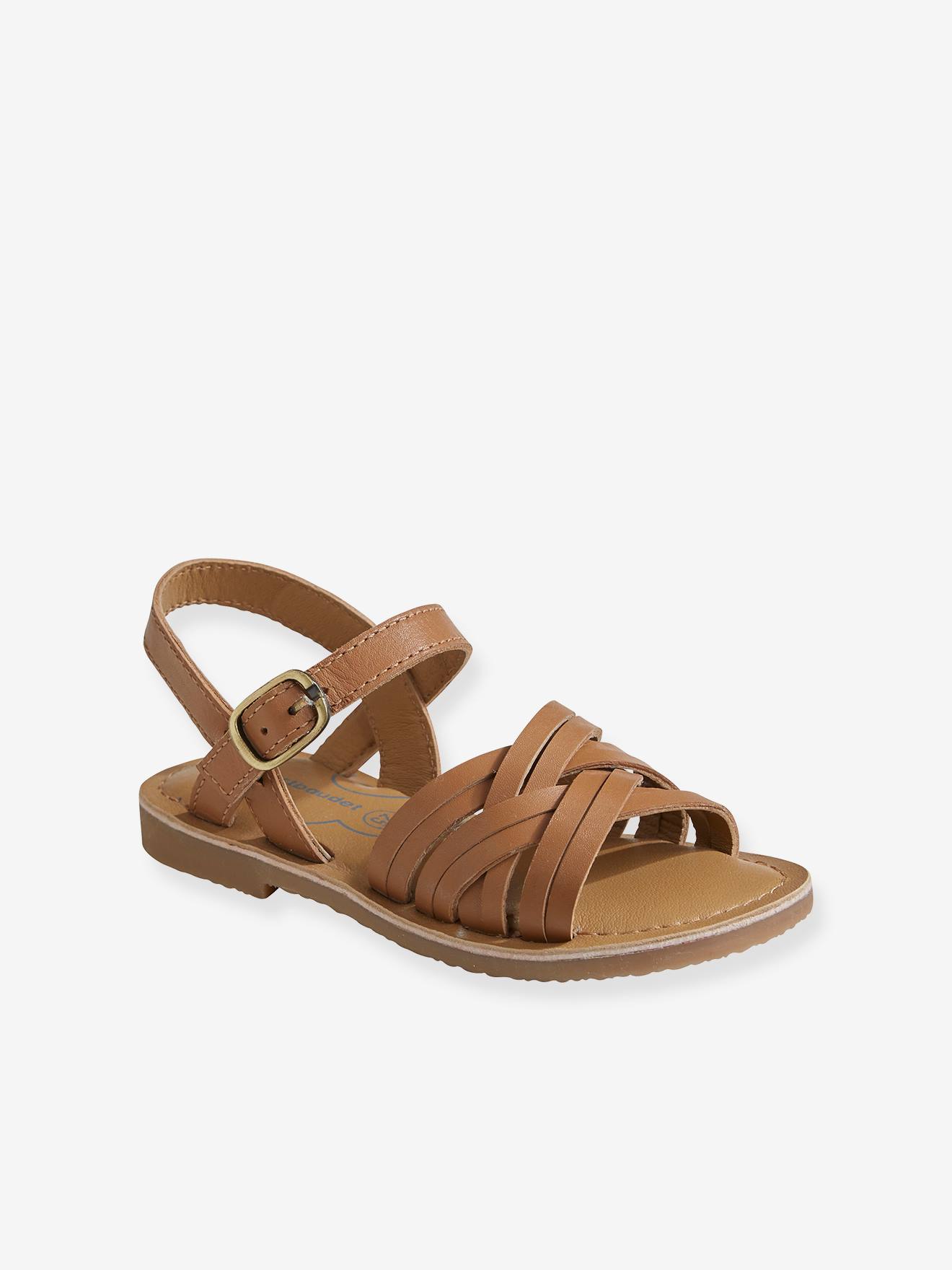 sandales cuir marron