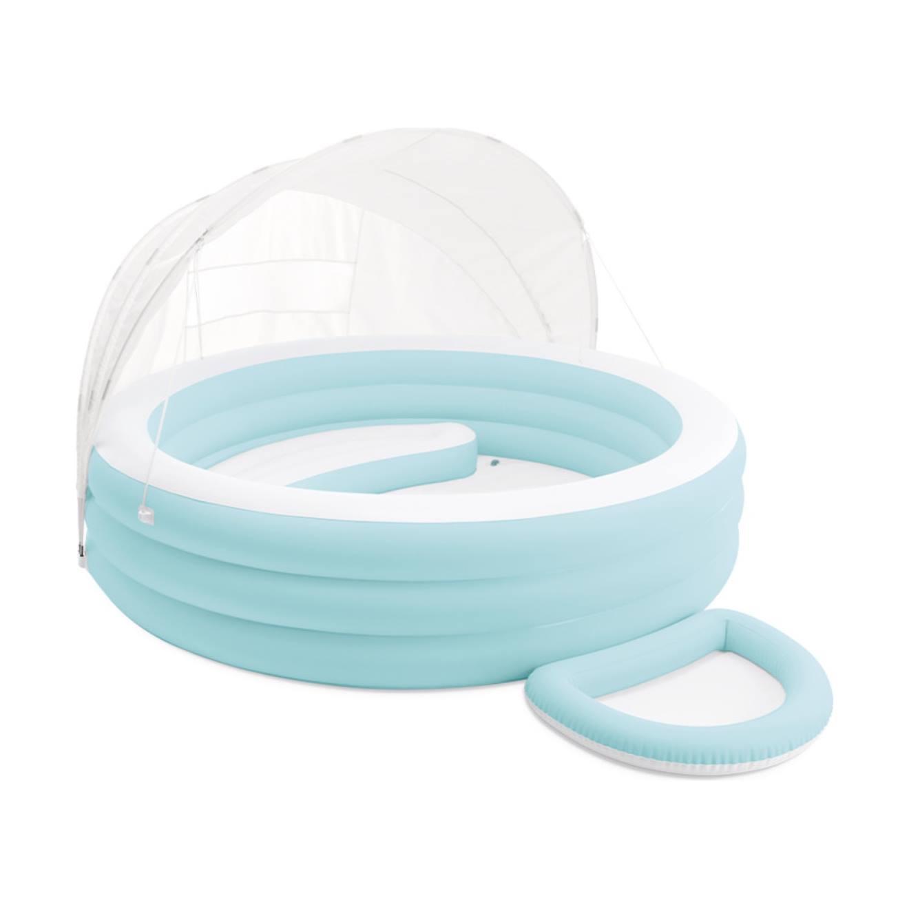 Petite Piscine Pastelle Avec Ombrelle Bleu Et Blanc (Intex) - Couverture