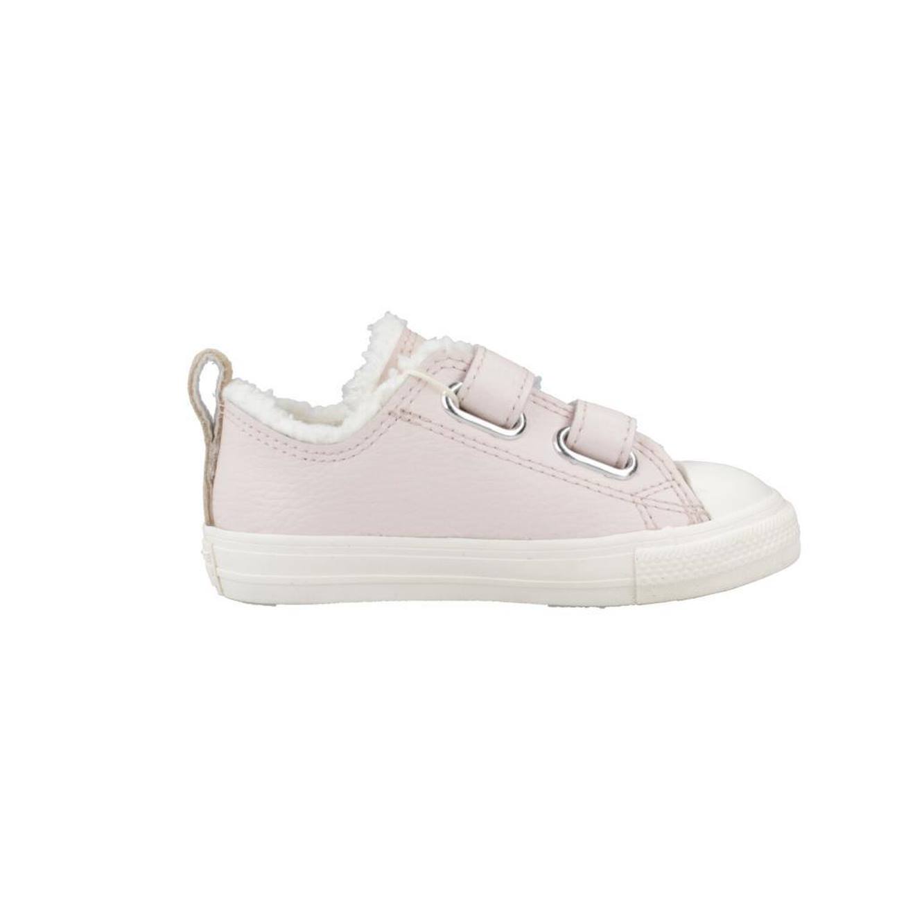 Basket Bébé Cuir Cuir Chuck Taylor Leather & Sherpa Rose Naturel