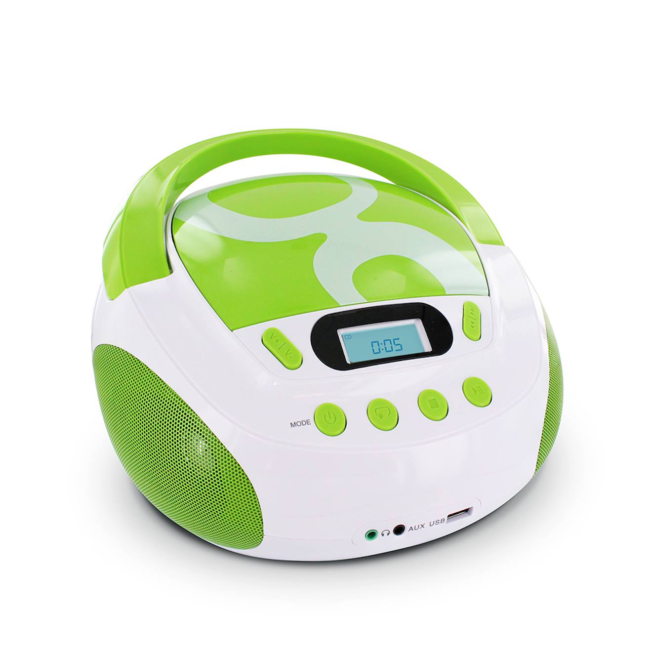Lecteur Cd Enfant Avec Port Usb Et Entrée Audio, Sortie Casque - Piles Ou Secteur Vert